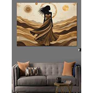 Kumlarla Yürüyen Kadın Dekoratif Kanvas - Mdf Ahşap Tablo 70x100 cm