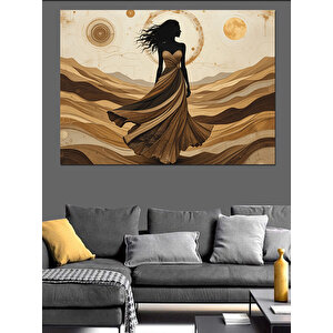 Kumlarla Yürüyen Kadın Dekoratif Kanvas - Mdf Ahşap Tablo 70x100 cm