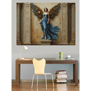 Kanatlı Heykel Kadın Dekoratif Kanvas - Mdf Ahşap Tablo