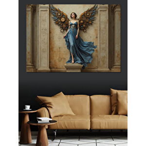 Kanatlı Heykel Kadın Dekoratif Kanvas - Mdf Ahşap Tablo 100x140 cm