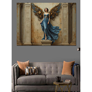 Kanatlı Heykel Kadın Dekoratif Kanvas - Mdf Ahşap Tablo