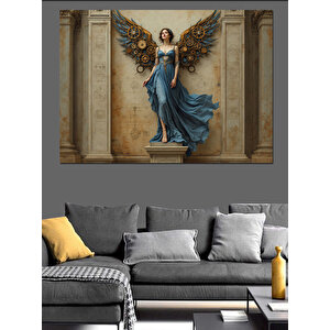 Kanatlı Heykel Kadın Dekoratif Kanvas - Mdf Ahşap Tablo 70x100 cm