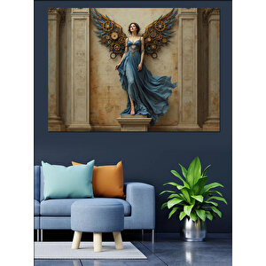 Kanatlı Heykel Kadın Dekoratif Kanvas - Mdf Ahşap Tablo 70x100 cm