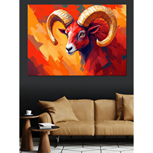 Güçlü Koç İllüstrasyonu Dekoratif Kanvas - Mdf Ahşap Tablo 100x140 cm