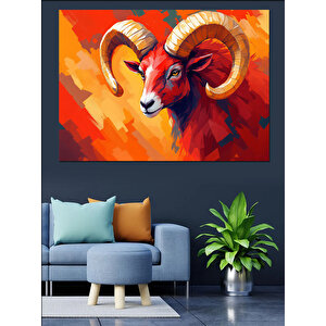 Güçlü Koç İllüstrasyonu Dekoratif Kanvas - Mdf Ahşap Tablo