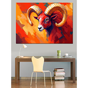 Güçlü Koç İllüstrasyonu Dekoratif Kanvas - Mdf Ahşap Tablo 50x70 cm