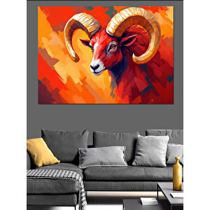 Güçlü Koç İllüstrasyonu Dekoratif Kanvas - Mdf Ahşap Tablo 50x70 cm