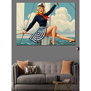 Retro Deniz Kızı Dekoratif Kanvas - Mdf Ahşap Tablo