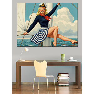Retro Deniz Kızı Dekoratif Kanvas - Mdf Ahşap Tablo