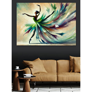 Renkli Etekle Dansçı Kadın Dekoratif Kanvas - Mdf Ahşap Tablo 100x140 cm