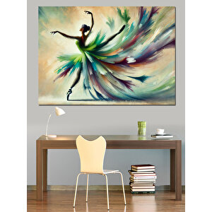 Renkli Etekle Dansçı Kadın Dekoratif Kanvas - Mdf Ahşap Tablo