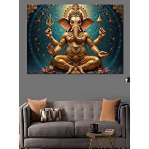 Altın Ganesha Heykeli Dekoratif Kanvas - Mdf Ahşap Tablo 50x70 cm