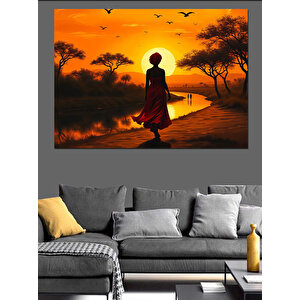 Kızıllıkta Sessiz Yürüyüş Dekoratif Kanvas - Mdf Ahşap Tablo 70x100 cm