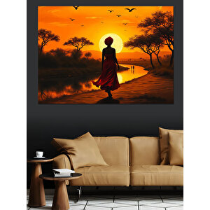 Kızıllıkta Sessiz Yürüyüş Dekoratif Kanvas - Mdf Ahşap Tablo 70x100 cm