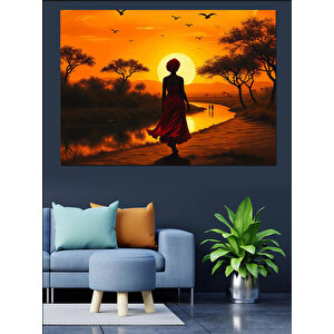 Kızıllıkta Sessiz Yürüyüş Dekoratif Kanvas - Mdf Ahşap Tablo 70x100 cm