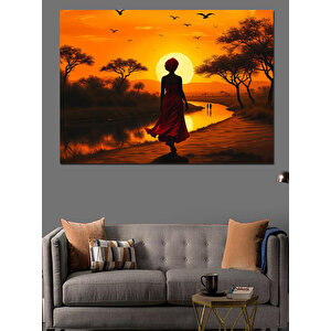 Kızıllıkta Sessiz Yürüyüş Dekoratif Kanvas - Mdf Ahşap Tablo