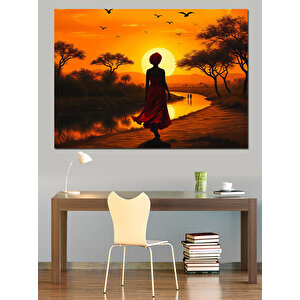 Kızıllıkta Sessiz Yürüyüş Dekoratif Kanvas - Mdf Ahşap Tablo