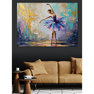 Fırça Dansçı Kadın Balerin Dekoratif Kanvas - Mdf Ahşap Tablo 35x50 cm