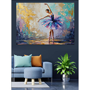 Fırça Dansçı Kadın Balerin Dekoratif Kanvas - Mdf Ahşap Tablo 35x50 cm