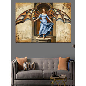 Kanatlı Kadın Heykeli Dekoratif Kanvas - Mdf Ahşap Tablo 70x100 cm