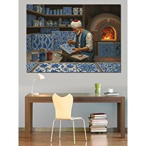Çini Yapan Sanatçı Dekoratif Kanvas - Mdf Ahşap Tablo 70x100 cm