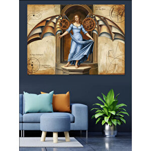 Kanatlı Kadın Heykeli Dekoratif Kanvas - Mdf Ahşap Tablo 100x140 cm