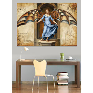 Kanatlı Kadın Heykeli Dekoratif Kanvas - Mdf Ahşap Tablo 100x140 cm