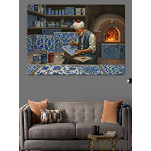 Çini Yapan Sanatçı Dekoratif Kanvas - Mdf Ahşap Tablo 50x70 cm