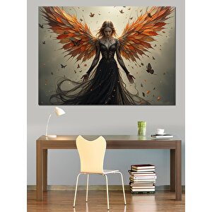 Alevli Kanatlı Güçlü Kadın Dekoratif Kanvas - Mdf Ahşap Tablo 70x100 cm