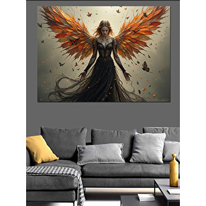 Alevli Kanatlı Güçlü Kadın Dekoratif Kanvas - Mdf Ahşap Tablo 70x100 cm