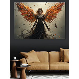 Alevli Kanatlı Güçlü Kadın Dekoratif Kanvas - Mdf Ahşap Tablo 70x100 cm