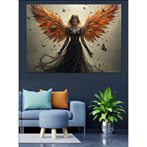 Alevli Kanatlı Güçlü Kadın Dekoratif Kanvas - Mdf Ahşap Tablo