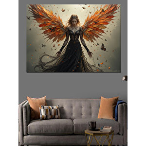 Alevli Kanatlı Güçlü Kadın Dekoratif Kanvas - Mdf Ahşap Tablo