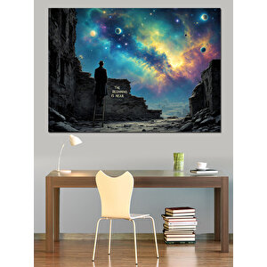 Galaksili Gece Yürüyüşü Dekoratif Kanvas - Mdf Ahşap Tablo 25x35 cm