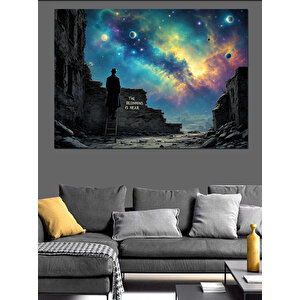 Galaksili Gece Yürüyüşü Dekoratif Kanvas - Mdf Ahşap Tablo 25x35 cm