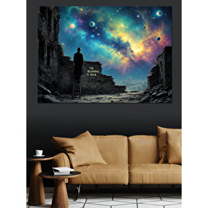 Galaksili Gece Yürüyüşü Dekoratif Kanvas - Mdf Ahşap Tablo 25x35 cm