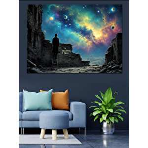 Galaksili Gece Yürüyüşü Dekoratif Kanvas - Mdf Ahşap Tablo