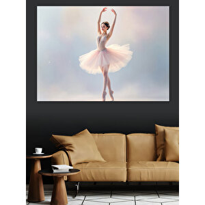 Zarif Beyaz Balerin Dansçı Dekoratif Kanvas - Mdf Ahşap Tablo 70x100 cm