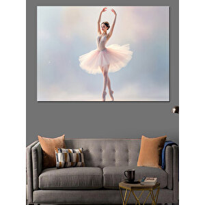 Zarif Beyaz Balerin Dansçı Dekoratif Kanvas - Mdf Ahşap Tablo