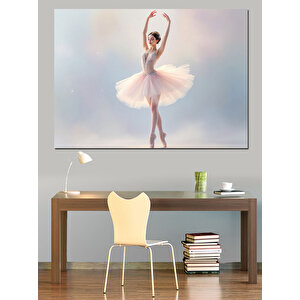 Zarif Beyaz Balerin Dansçı Dekoratif Kanvas - Mdf Ahşap Tablo 100x140 cm
