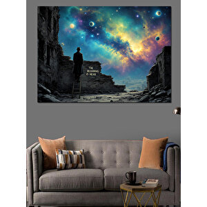 Galaksili Gece Yürüyüşü Dekoratif Kanvas - Mdf Ahşap Tablo