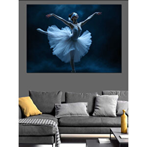 Siyah Fonlu Balerin Dansı Dekoratif Kanvas - Mdf Ahşap Tablo 100x140 cm