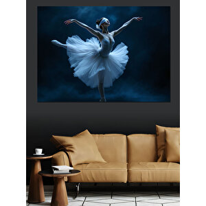 Siyah Fonlu Balerin Dansı Dekoratif Kanvas - Mdf Ahşap Tablo 100x140 cm