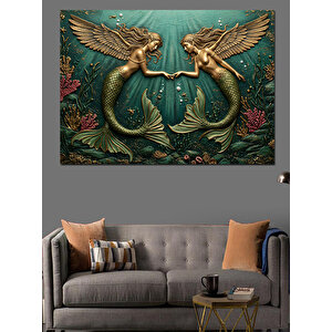 Bronz Denizkızı Dekoratif Kanvas - Mdf Ahşap Tablo