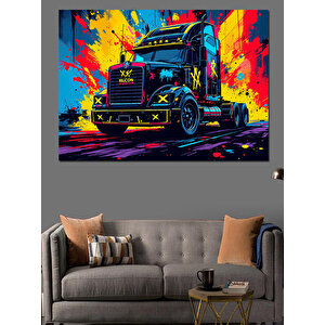 Neon Renkli Güçlü Tır Dekoratif Kanvas - Mdf Ahşap Tablo 100x140 cm