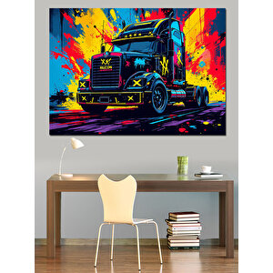 Neon Renkli Güçlü Tır Dekoratif Kanvas - Mdf Ahşap Tablo 100x140 cm