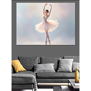 Zarif Beyaz Balerin Dansçı Dekoratif Kanvas - Mdf Ahşap Tablo 25x35 cm