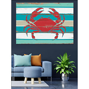Kırmızı Yengeç Deniz Tablosu Dekoratif Kanvas - Mdf Ahşap Tablo 70x100 cm