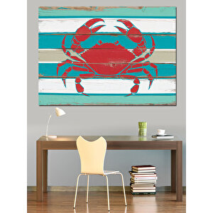 Kırmızı Yengeç Deniz Tablosu Dekoratif Kanvas - Mdf Ahşap Tablo