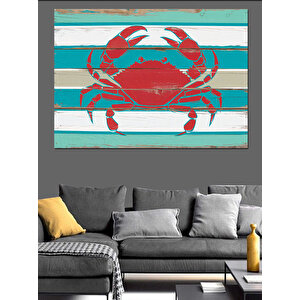 Kırmızı Yengeç Deniz Tablosu Dekoratif Kanvas - Mdf Ahşap Tablo